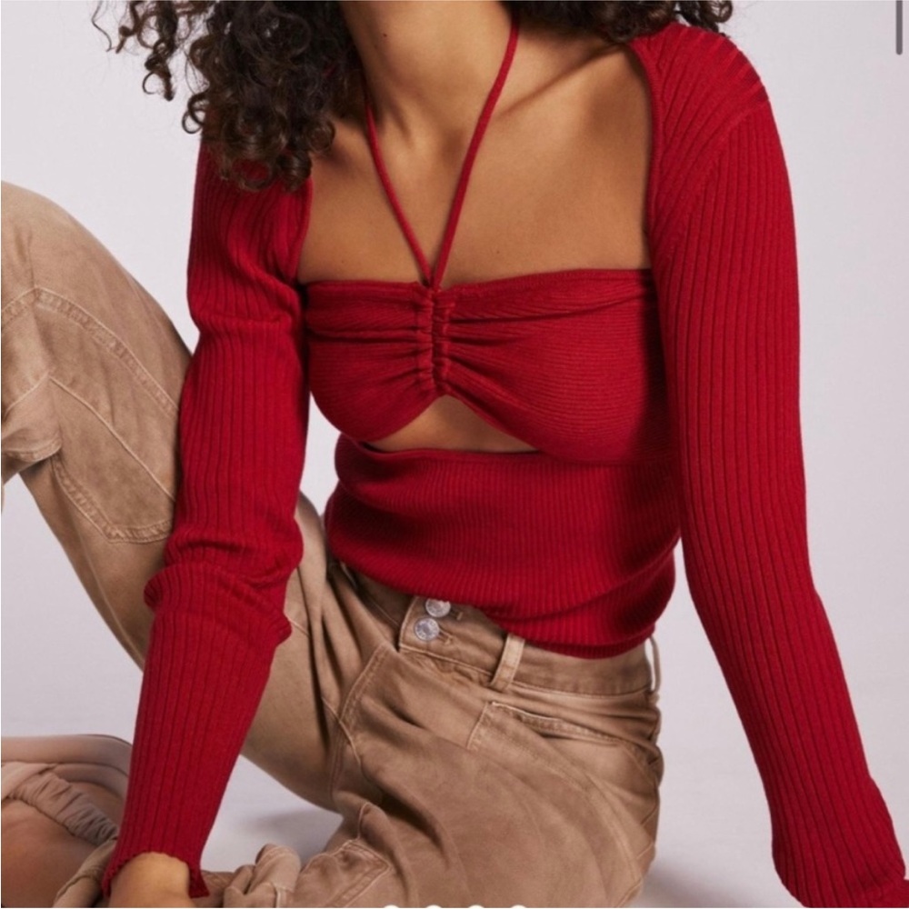 Anthropologie Red Cut-Out Halter